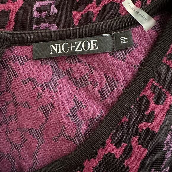 NIC+ZOE Knit Coda Twirl Purple Black Sweater Dress Midi Dark Preppy Goth Fall - Picture 2 of 6